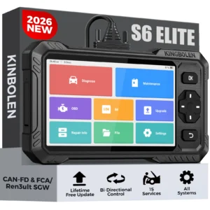 KINGBOLEN S6 ELite CAN FD Scanner OBD2 bidirectionnel pour tous les systèmes, outil de diagnostic automobile, TPMS, AdBlue, DPF, réinitialisation 15, gratuit à vie