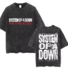 T-shirts délavés à l'effigie de l'album « Toxicity » de System of a Down, style rock, oversize, vintage, alternatif, metal.