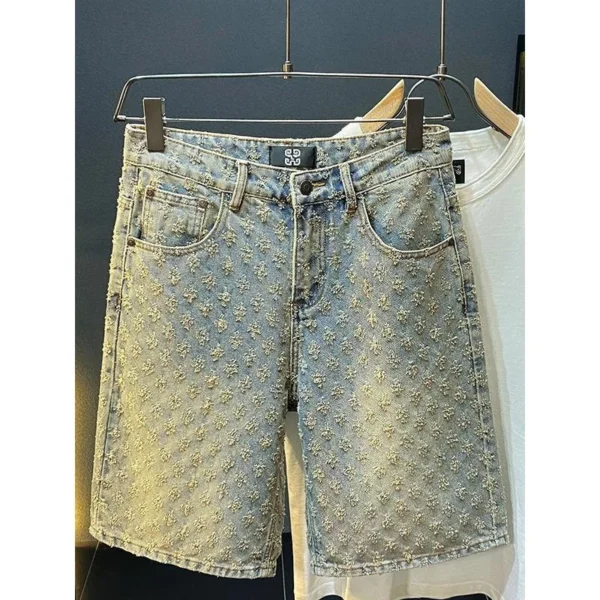 Short en jean rétro de luxe léger style Y2K, coupe ample, style hip-hop, pour homme et femme.