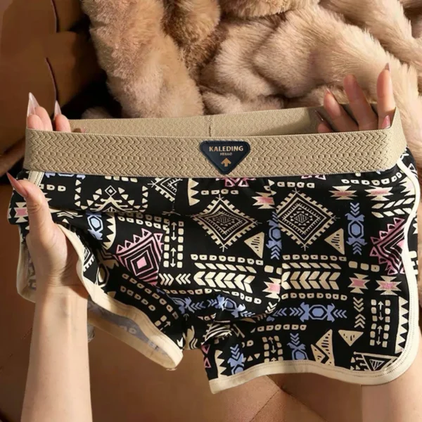 Boxer homme style ethnique rétro, slip confortable à imprimé vintage, sous-vêtement élastique, short taille mi-haute.