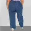 Jean Benuynffy rétro à broderie papillon et ourlet à franges, style streetwear femme, coupe ample, taille haute, droit, jambes larges.