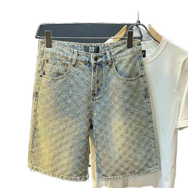 Short en jean rétro de luxe léger style Y2K, coupe ample, style hip-hop, pour homme et femme.