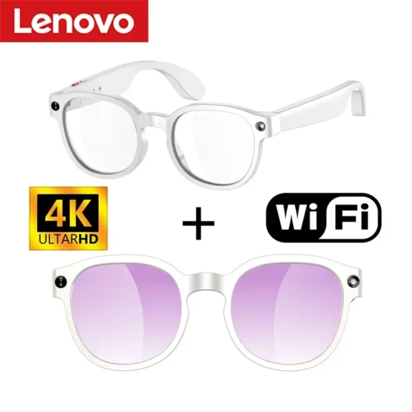 Lunettes intelligentes Lenovo AI 800W avec caméra 4K HD, traduction en temps réel, appels, enregistrement musical, idéales pour les voyages et les activités de plein air Nouveauté