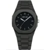Montre à quartz pour homme, style minimaliste noir, aiguilles octogonales, à clous.