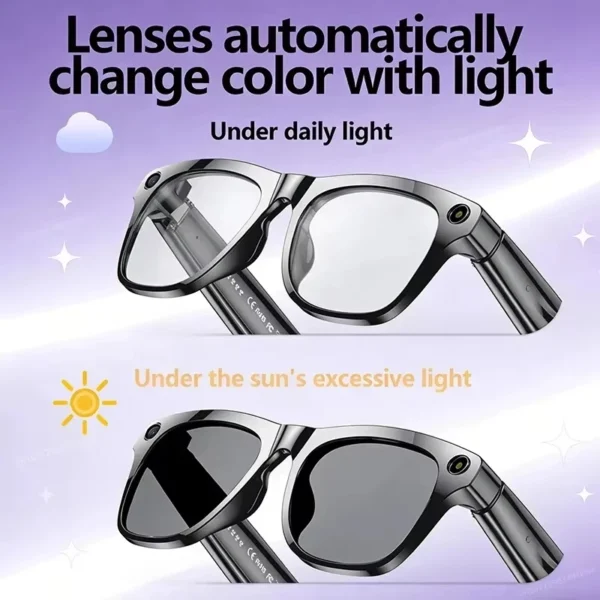 Lenovo 8KHD AI Camera Translation Glasses 1200MP Photochromic Smart Glasses Bluetooth Calling Photo Video ChatGPT Music for  Men