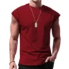 Independent station 24 cross-border men's summer new sleeveless t-shirt youth casual loose solid color thin shoulder t-shirt spo