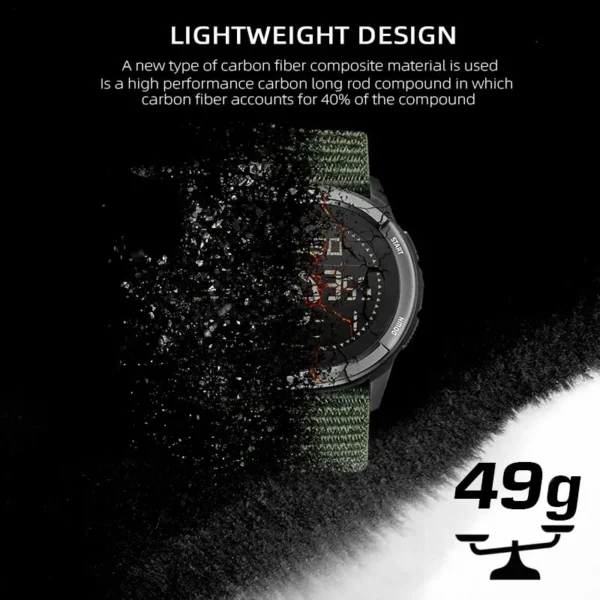 Montre-bracelet numérique pour homme NORTH EDGE ALPS en fibre de carbone, résistante aux chocs, de type militaire, ultra-légère, avec boussole et étanche jusqu'à 50 m de profondeur.