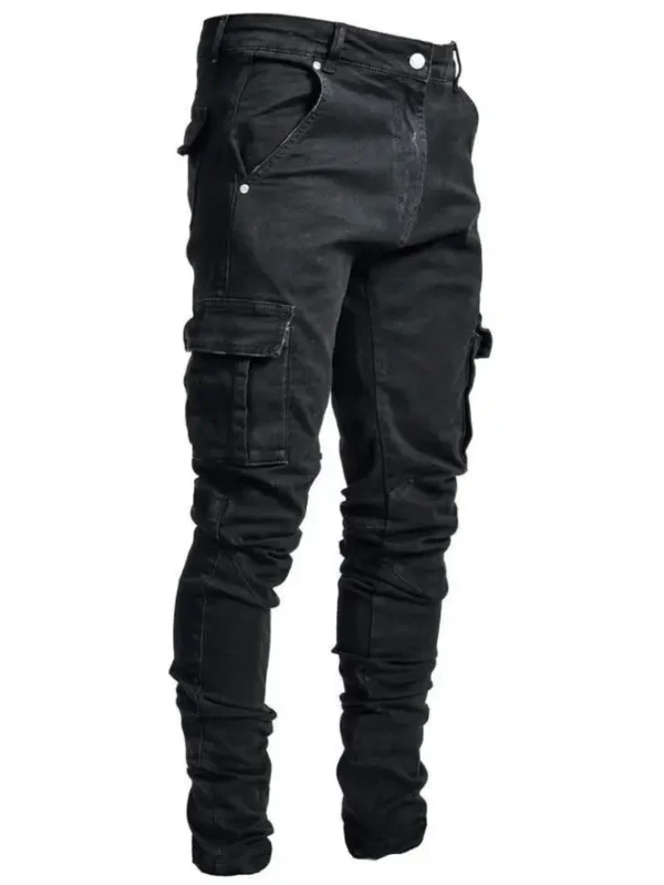 Jean cargo homme neuf, couleur unie, multipoches, taille mi-haute, grandes tailles, coupe décontractée, idéal au quotidien.