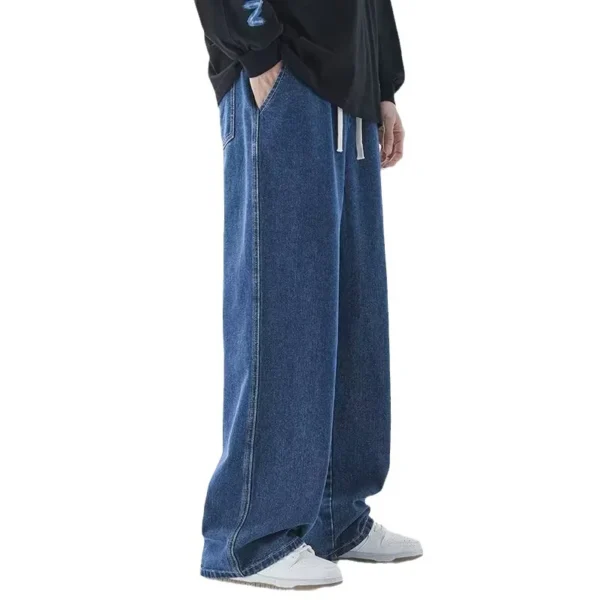Jeans longs décontractés pour homme, coupe classique, jambes larges.
