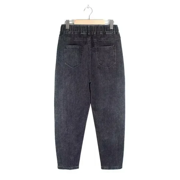Jeans streetwear femme printemps-automne 2025 - Nouveau pantalon Harun taille haute élastique avec poches - Jean décontracté.