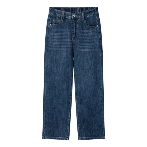 Jean droit taille haute stretch pour femme, collection printemps 2026, longueur cheville, référence 2552