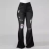 S85b288edc446486d8177b404b3e66e2eF.webp Jeans évasés bleus déchirés pour femmes, printemps-automne, pantalons en denim stretch noir, pantalons décontractés et élégants.