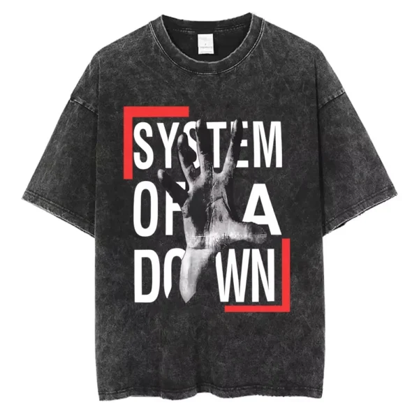 T-shirts délavés à l'effigie de l'album « Toxicity » de System of a Down, style rock, oversize, vintage, alternatif, metal.