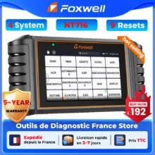 S87b035e789774660878cc8adde8e853dv.webp Scanner OBD2 FOXWELL NT716 (2026) : outil de diagnostic moteur et ABS/SRS avec 9 réinitialisations et contrôle bidirectionnel.