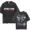 T-shirts délavés à l'effigie de l'album « Toxicity » de System of a Down, style rock, oversize, vintage, alternatif, metal.