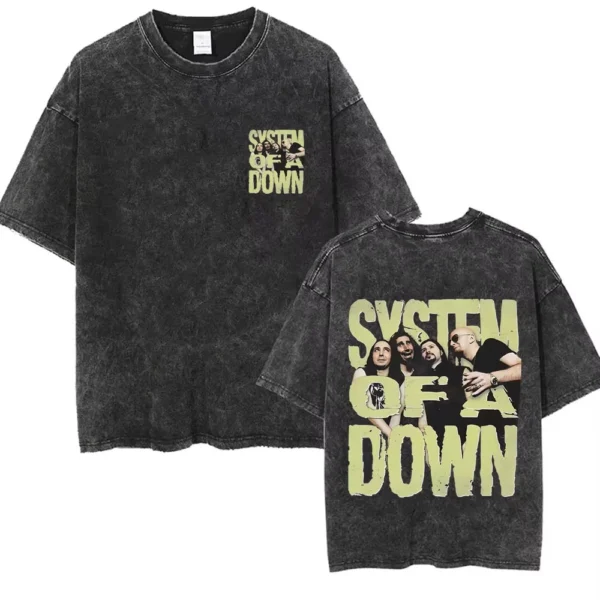 T-shirts délavés à l'effigie de l'album « Toxicity » de System of a Down, style rock, oversize, vintage, alternatif, metal.