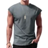 Independent station 24 cross-border men's summer new sleeveless t-shirt youth casual loose solid color thin shoulder t-shirt spo