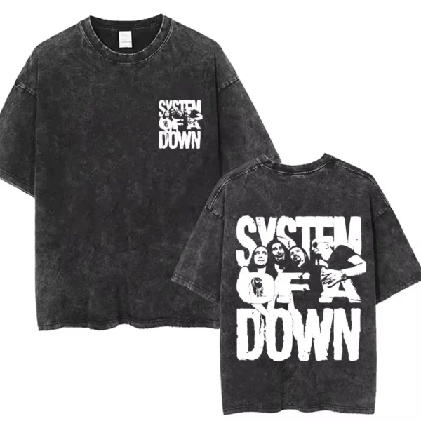 T-shirts délavés à l'effigie de l'album « Toxicity » de System of a Down, style rock, oversize, vintage, alternatif, metal.