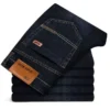 Jean New Business pour homme, coupe droite, stretch, style classique, bleu et noir, pantalon en denim pour homme.