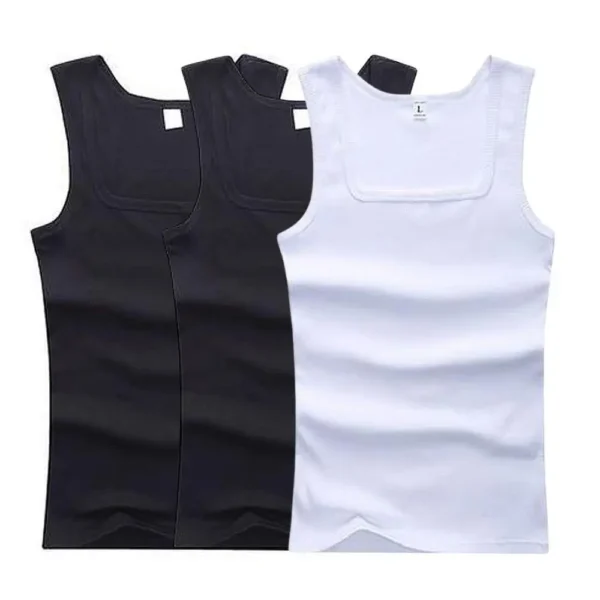 Hot Men's Tank Tops Fitness Vest Basic Elastic Sleeveless T-shirt Cotton Bodybuilding Man Clothing 3pcs/set Gym Clothing Man