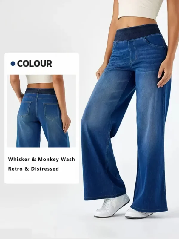 Jeans pour femmes, nouveau modèle à taille élastique, pantalon ample et extensible à jambes droites, tendance, confortable et polyvalent, coupe croisée.