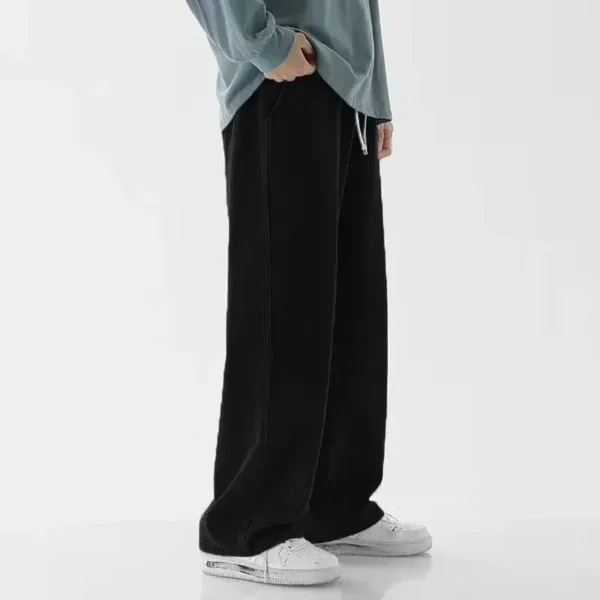 Jeans homme 2025, style coréen, pantalon décontracté étudiant, coupe droite ample, jambes larges, noir, gris, bleu