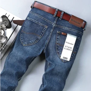 Jean délavé de marque 2026, pantalon en denim de haute qualité pour homme, toutes saisons, style business casual, taille haute.
