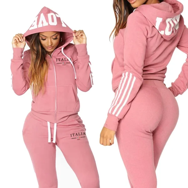 Ensemble de survêtement Weird Puss pour femme, 2 pièces, collection automne 2024 : veste fine zippée à cordon et legging assorti, style streetwear sportif.