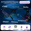 Lunettes connectées SENBONO pour hommes et femmes : appels Bluetooth, traduction IA, contrôle de la musique, réglage du volume, protection contre la lumière bleue.
