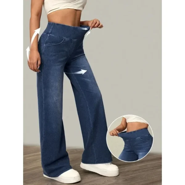 Jeans pour femmes, nouveau modèle à taille élastique, pantalon ample et extensible à jambes droites, tendance, confortable et polyvalent, coupe croisée.