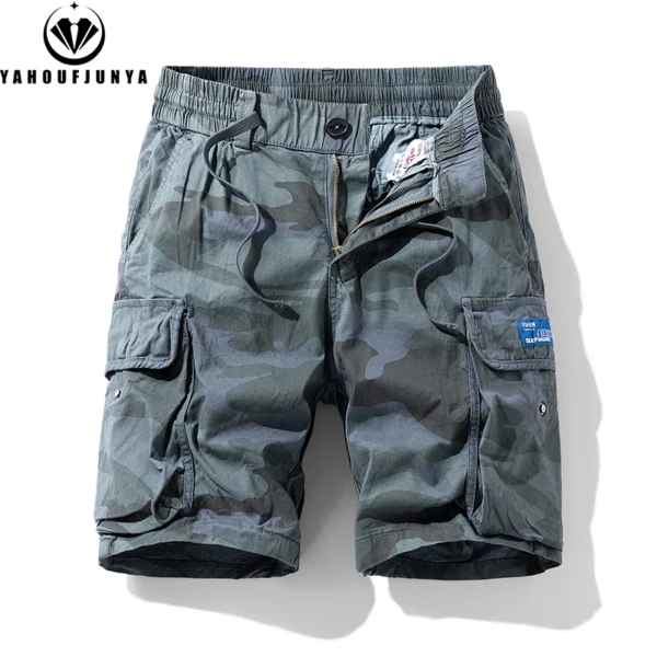 Short d'été camouflage confortable pour homme, idéal pour les loisirs en extérieur. Taille élastique, coupe droite et ample. Design de haute qualité.