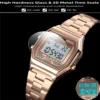 Montre-bracelet numérique de sport Skmei pour femme, étanche, avec bracelet en acier inoxydable de luxe, résistante aux chocs, chronographe LED et alarme.