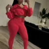 Ensemble de survêtement Weird Puss pour femme, 2 pièces, collection automne 2024 : veste fine zippée à cordon et legging assorti, style streetwear sportif.