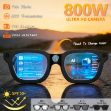 Lunettes intelligentes 2026 : photos et vidéos HD, enregistrement OpenAI, traduction, tactile, verres photochromiques, appels Bluetooth, musique, multifonctions.