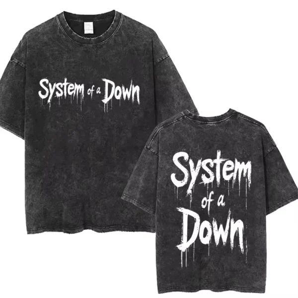 T-shirts délavés à l'effigie de l'album « Toxicity » de System of a Down, style rock, oversize, vintage, alternatif, metal.