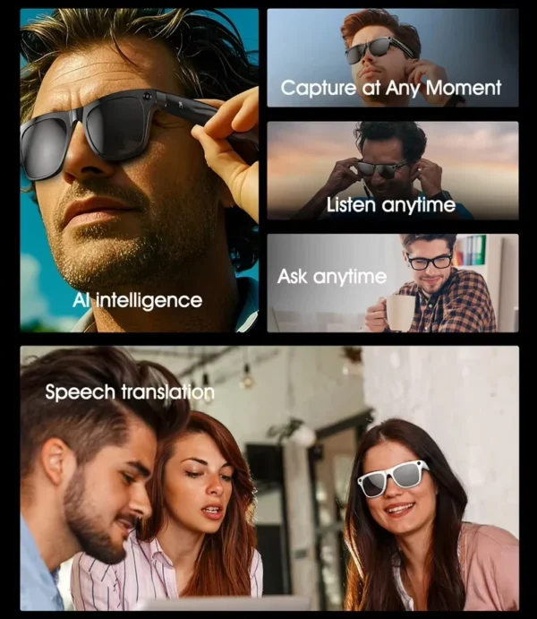 Lenovo 8KHD AI Camera Translation Glasses 1200MP Photochromic Smart Glasses Bluetooth Calling Photo Video ChatGPT Music for  Men