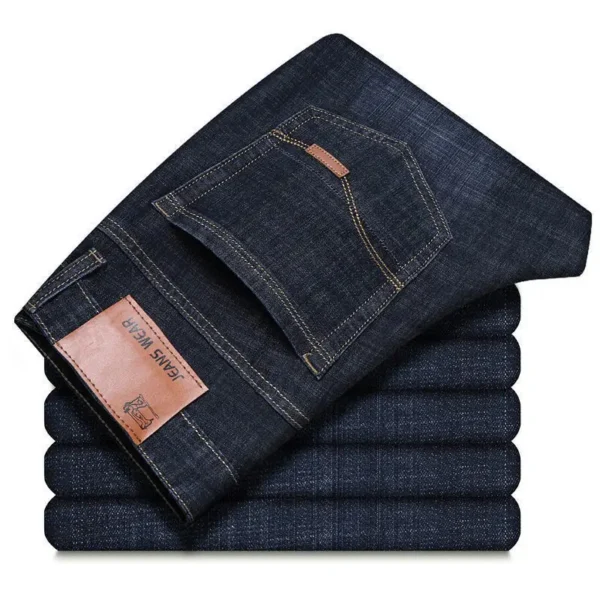 Jean New Business pour homme, coupe droite, stretch, style classique, bleu et noir, pantalon en denim pour homme.