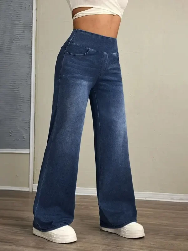 Jeans pour femmes, nouveau modèle à taille élastique, pantalon ample et extensible à jambes droites, tendance, confortable et polyvalent, coupe croisée.