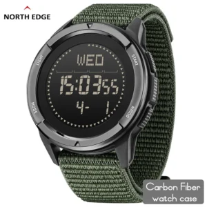 Montre-bracelet numérique pour homme NORTH EDGE ALPS en fibre de carbone, résistante aux chocs, de type militaire, ultra-légère, avec boussole et étanche jusqu'à 50 m de profondeur.
