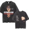 T-shirts délavés à l'effigie de l'album « Toxicity » de System of a Down, style rock, oversize, vintage, alternatif, metal.
