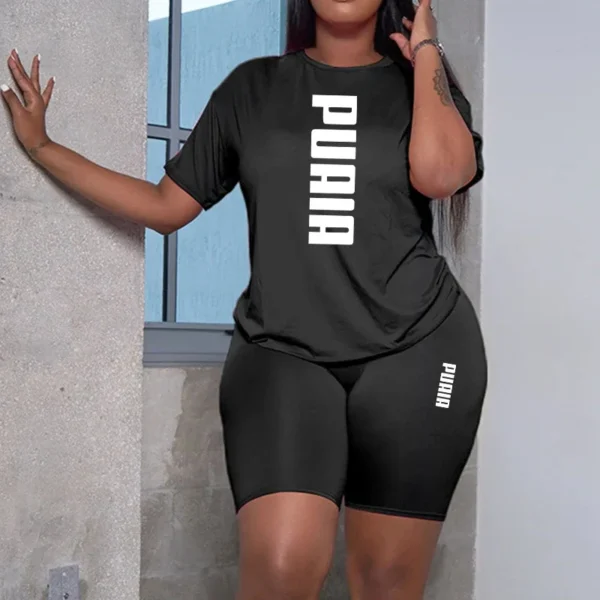 Ensemble short et t-shirt imprimé tendance pour femme, collection été 2026. Idéal pour le sport et les loisirs.
