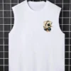 Men's Summer Leisure Sports Fitness Loose Dice and Poker Printed Comfortable Breathable Round Neck Sleeveless Tank Top