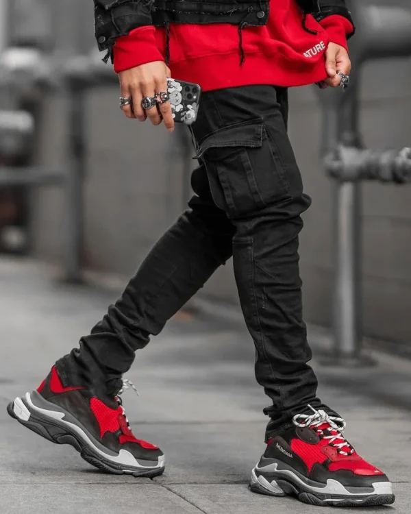 Jean cargo homme neuf, couleur unie, multipoches, taille mi-haute, grandes tailles, coupe décontractée, idéal au quotidien.