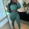 Ensemble de survêtement Weird Puss pour femme, 2 pièces, collection automne 2024 : veste fine zippée à cordon et legging assorti, style streetwear sportif.