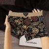 Boxer homme style ethnique rétro, slip confortable à imprimé vintage, sous-vêtement élastique, short taille mi-haute.