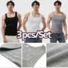 Hot Men's Tank Tops Fitness Vest Basic Elastic Sleeveless T-shirt Cotton Bodybuilding Man Clothing 3pcs/set Gym Clothing Man