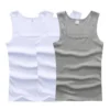 Hot Men's Tank Tops Fitness Vest Basic Elastic Sleeveless T-shirt Cotton Bodybuilding Man Clothing 3pcs/set Gym Clothing Man