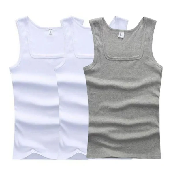 Hot Men's Tank Tops Fitness Vest Basic Elastic Sleeveless T-shirt Cotton Bodybuilding Man Clothing 3pcs/set Gym Clothing Man