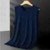 Débardeur sans manches en maille de soie glacée pour homme, collection été 2026. Vêtement d'extérieur léger et tendance, idéal pour le sport.