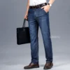 Jean d'été classique en coton de haute qualité pour homme, coupe droite, style business, noir, disponible en grandes tailles (jusqu'à 40).
